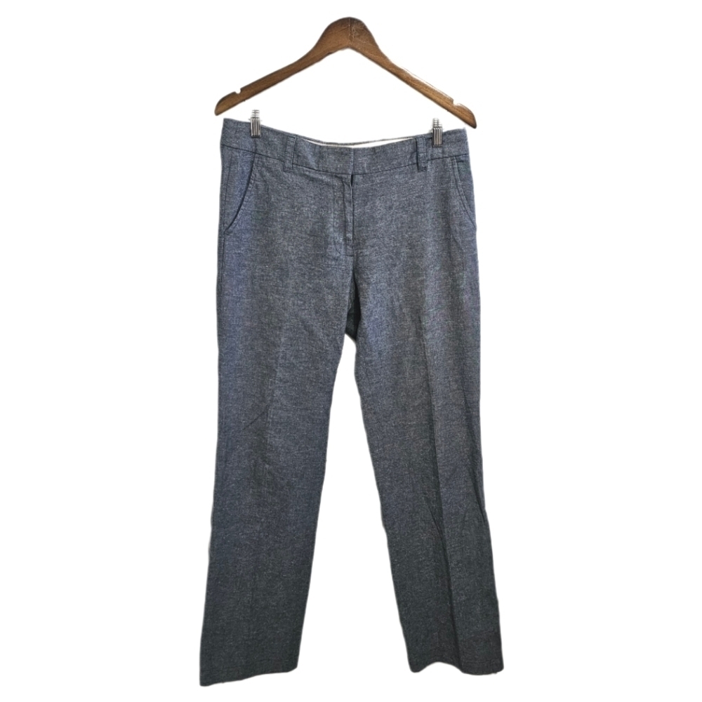 J.Crew linen blend straight leg blue trouser pants size 6